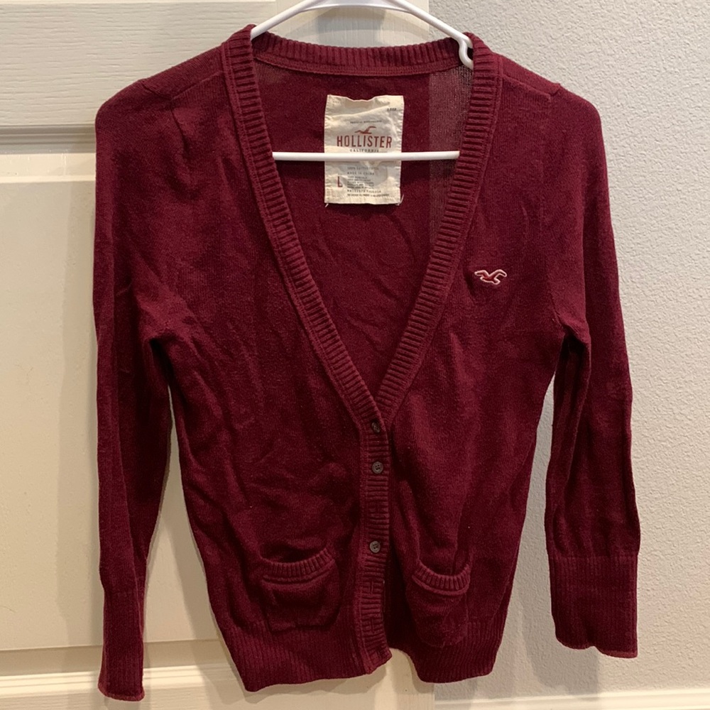Hollister Maroon Cardigan - Size Large